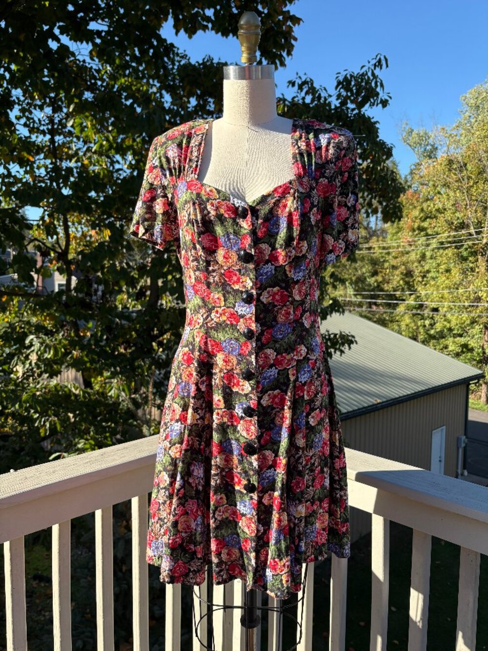 Vintage 90s Cottagecore Rayon Floral Dress 9 Medium Grunge Feminine Dainty